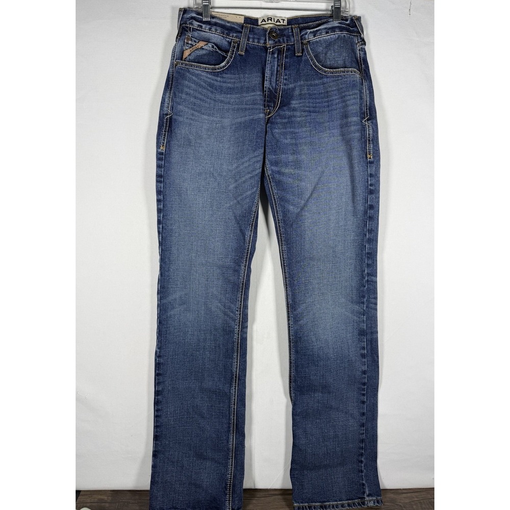 NWT Ariat M5 Denim Jeans Men's 32x38 Blue Straight Fix Straight Leg Stretch - Picture 2 of 8